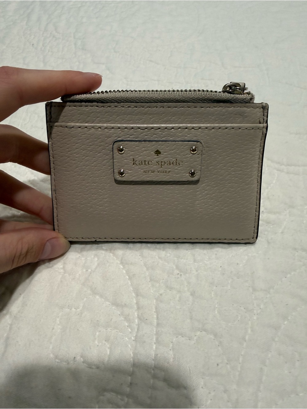 Kate Spade Pebbled Leather Card Wallet in Nude